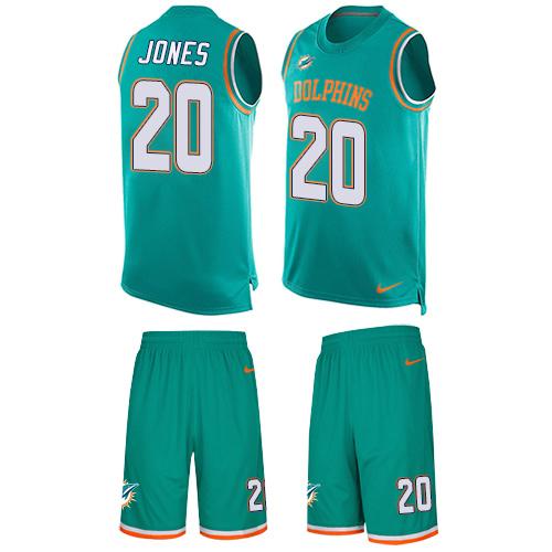 Nike Dolphins #20 Reshad Jones Aqua Green Team Color Men's Stitched NFL Limited Tank Top Suit Jersey